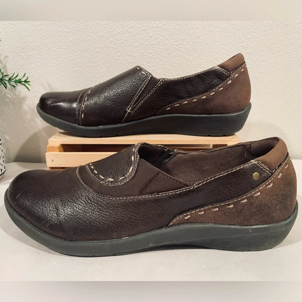 Earth Origins “Leona” Brown Leather Flats with Cushioned Insole | VGUC Sz 12